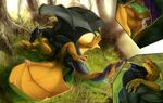  2016 3_toes anal anal_penetration animal_genitalia animal_penis anthro black_scales claws close-up cum cum_in_ass cum_inside cutaway day detailed_background digital_media_(artwork) dragon duo ear_fins entwined_tails eyes_closed fin forest gardeaalgedo grass green_penis hi_res knot licking looking_pleasured lying male male/male membranous_wings multicolored_scales nature nude on_back open_mouth outside penetration penis purple_penis purple_scales ridged_penis scales scalie sex sharp_teeth teeth toe_claws toes tongue tongue_out tree two_tone_scales wings yellow_scales 
