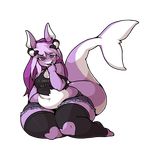  anthro clothed clothing elmelie female fish hair horn long_hair looking_at_viewer marine morningpanda obese overweight shark smile solo 