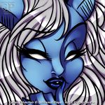  2010 blue_claws blue_lips blue_skin carrera_silverhair claws crystal-for-ever digital_media_(artwork) draenei empty_eyes eyebrows eyelashes female front_view gentlemanplayer grey_hair hair headshot_portrait humanoid icon lips looking_at_viewer low_res portrait solo video_games warcraft 