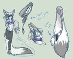  aimi anthro blair_(aimi) blue_eyes breasts canine clothed clothing ear_piercing english_text female fluffy fluffy_tail fox fur hair hybrid mammal piercing simple_background smile solo text wide_hips 
