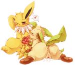  &lt;3 3_toes anus ball_cupping balls blush butt censored chest_tuft cute eeveelution eyes_closed fur jolteon knot leafeon licking nintendo one_eye_closed penis pok&eacute;mon pussy pussy_juice pussy_juice_on_floor raised_tail rear_view toes tongue tongue_out tuft video_games wahitouppe yellow_fur 