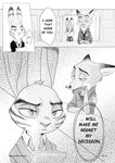  anthro black_and_white canine clothed clothing comic disney duo english_text fox fur jack_savage judy_hopps lagomorph mammal monochrome nick_wilde rabbit rem289 solo_focus text zootopia 