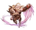  beard belt blonde_hair boots draph earrings facial_hair fingerless_gloves full_body fur_trim gloves granblue_fantasy horns jewelry ladiva long_hair male_focus mask minaba_hideo official_art open_mouth pinky_out solo teeth transparent_background 