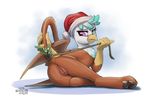  16:9 2016 anus avian beak butt christmas fan_character feathered_wings feathers female gryphon hat hi_res holidays lying mistletoe my_little_pony northernsprint paws plant pussy rope santa_hat solo tongue tongue_out wallpaper wings 