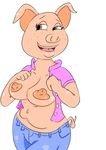  breasts clothing mammal pig porcine rosita_(sing) sing_(movie) slightly_chubby smile undressing 