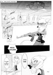  anthro assault_rifle canine clothed clothing comic cynthia_walker disney english_text eyewear female ferret fox fur glasses gun hair mammal mustelid ranged_weapon rem289 rifle sound_effects text weapon zootopia 