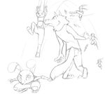  2016 akiric anthro black_and_white canine clothed clothing disney duo female fight judy_hopps jumping kick knife lagomorph mammal monochrome rabbit simple_background sketch tongue tongue_out white_background wolf zootopia 