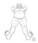  2016 anthro armpits balls biceps body_hair bulge clothed clothing digital_media_(artwork) erection feet fur hairy hindpaw hisoka-bear humanoid_penis kemono looking_at_viewer lying male musclegut muscular muscular_male navel nipples on_back paws pecs penis simple_background slightly_chubby solo underwear 