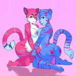  anthro breasts dildo duo feline female kneeling looking_at_viewer mammal nude penetration prinisdead pussy sex_toy smile tiger vaginal vaginal_penetration 