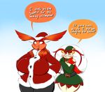  averyshadydolphin big_breasts breasts christmas clothing dragon dress duo female hat holidays sokajou terrajou 