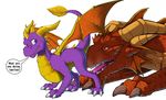  age_difference butt_sniffing cropped_image dragon duo feral horn ignitus looking_back male male/male membranous_wings narse quadruped raised_tail scalie size_difference speech_bubble spread_wings spyro spyro_the_dragon tongue tongue_out video_games wings 