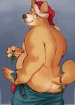 anthro bear big_shiba bulge butt canine christmas clothed clothing dog erection facial_piercing glitter_trap_boy hat holidays humanoid_penis looking_at_viewer looking_back male mammal mistletoe nipple_piercing nipples nose_piercing nose_ring open_pants overweight pants_down partially_clothed penis piercing plant poking_out presenting presenting_hindquarters retracted_foreskin santa_hat shiba_inu solo standing sweat sweatdrop topless uncut underwear 