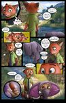  anthro canine clothed clothing comic detailed_background dialogue digital_media_(artwork) disguise disney duo english_text fennec finnick fox hi_res lagomorph male mammal nick_wilde outside size_difference speech_bubble supersmurgger_(artist) text zootopia 