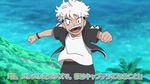  bad_id bad_twitter_id blue_sky child commentary fake_screenshot guzma_(pokemon) jacket kazamidoriiro male_focus multicolored_hair open_clothes open_jacket pants parody pokemon pokemon_(anime) pokemon_sm_(anime) running sky smile solo subtitled sweatpants two-tone_hair white_hair younger 