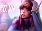  artist_name asian ass blurry bodysuit brown_eyes brown_hair character_name d.va_(overwatch) depth_of_field gloves hand_on_own_head long_hair looking_at_viewer lying number on_stomach overwatch parted_lips pilot_suit realistic solo svetlana_tigai whisker_markings white_gloves 