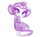  2016 bedroom_eyes feet female half-closed_eyes hand_on_hip head_tuft looking_at_viewer mammal monkey monochrome nude plagueofgripes primate purple_and_white seductive shantae shantae_(series) simple_background sitting smile solo white_background 