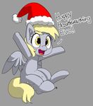  blonde_hair christmas cute cutie_mark derpy_hooves_(mlp) english_text equine female friendship_is_magic hair happy hat holidays mammal my_little_pony navel open_mouth pabbley pegasus raised_eyebrows smile solo teeth text tongue wings 