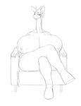  anthro areola big_breasts breasts cabigoola female giraffe huge_breasts hyper hyper_breasts lactating looking_at_viewer mammal monochrome nipples nude sitting smile solo 