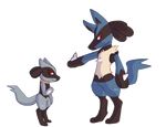  alpha_channel alternate_color ambiguous_gender blue_tail duo fur looking_at_viewer lucario nellaesor nintendo pok&eacute;mon red_eyes riolu simple_background spikes transparent_background video_games yellow_fur 