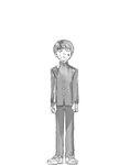  bowl_cut bug fly formal full_body gakuran greyscale hug hug_from_behind insect kageyama_shigeo male_focus mob_psycho_100 modmad monochrome multiple_boys reigen_arataka school_uniform shoes sneakers suit transparent_background wet wet_clothes when_you_see_it 