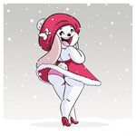  &lt;3 anthro clothed clothing dress female fur hat hi_res invalid_tag lagomorph mammal open_mouth owlhaus panties rabbit ribbons rosianna_rabbit smile solo underwear wedgie white_fur 