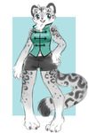  artist_request furry open_mouth snow_leopard teal_eyes 