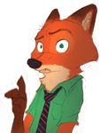  2016 anthro canine clothed clothing disney fox green_eyes male mammal necktie nick_wilde raised_finger reaction_image simple_background solo sprinkah white_background zootopia 