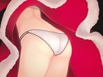 ass back bare_back bra commentary_request dress from_behind from_below fur-trimmed_dress leaning_forward lower_body murakami_suigun original panties red_dress santa_costume solo standing thighs underwear white_bra white_panties 