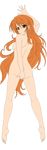  1girl absurdres artist_request ass bangs breasts brown_eyes brown_hair censored cleft_of_venus erect_nipples golden_time highres kaga_kouko large_breasts legs long_hair masturbation navel nipples nude nude_filter photoshop pussy shaved_pussy simple_background smile thighs 