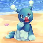  beach blue_body brionne cute cuteytcat looking_at_viewer mammal marine nintendo pinniped pok&eacute;mon sand sea seal seashell seaside smile solo video_games water 