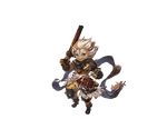  blue_eyes boots brown_hair dark_skin dark_skinned_male facial_tattoo full_body granblue_fantasy gun harvin male_focus minaba_hideo multicolored_hair official_art pointy_ears scarf skull_(granblue_fantasy) solo tattoo transparent_background two-tone_hair weapon white_hair 