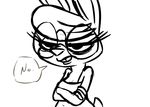  2016 angry anthro black_and_white buckteeth clothed clothing crossed_arms dialogue disney english_text eyewear fan_character female glasses inkyfrog lagomorph mammal maxine_d&#039;lapin monochrome rabbit reaction_image simple_background solo teeth text white_background zootopia 