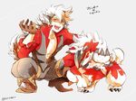  animal_ears boots claws crossover fang fire_emblem fire_emblem_if flannel_(fire_emblem_if) gen_7_pokemon gloves grin looking_at_viewer lycanroc male_focus pokemon pokemon_(creature) pokemon_(game) pokemon_sm smile tail torisudesu wolf wolf_boy wolf_ears wolf_tail 