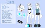  anthro black_nose canine clothed clothing cyndi cyndi_(character) digitigrade english_text female mammal model_sheet open_mouth simple_background smile solo standing teeth text tongue wolf 