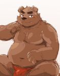  2017 anthro belly blush brown_fur bulge clothing fur humanoind_hands kota&acute; male mammal moobs navel overweight overweight_male simple_background sitting solo underwear ursine white_background 