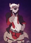  anthro bulge canine clothing male mammal penis sky3 smile smirk solo suit underwear wolf 
