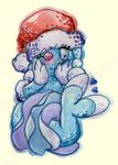  &lt;3 blue_body blush brionne christmas cute hat holidays kannatc mammal marine nintendo one_eye_closed pinniped pok&eacute;mon santa_hat seal smile solo video_games wink 