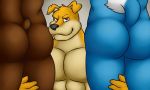  2017 anthro biceps blitz brown_eyes butt butt_pose canine doberman dog exile_(road_rovers) golden_retriever group hunter_(road_rovers) husky looking_at_viewer male male/male mammal muscular muscular_male nude pecs road_rovers unknown_artist 