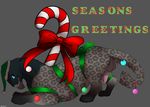  animal_genitalia ass_up avian backlash91 backsack balls barbed_penis beak candy candy_cane christmas christmas_decorations conditional_dnp english_text erection feral food gryphon hat holidays male penis quadruped ribbons santa_hat seductive sheath side_view signature solo tapering_penis text 