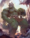  abs anthro biceps big_muscles big_pecs clothed clothing dragon horn looking_at_viewer male melee_weapon muscular muscular_male null-ghost pecs reptile scales scalie sword varanis_blackclaw weapon 