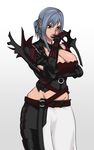  aranea_highwind armor breasts cleavage final_fantasy final_fantasy_xv green_eyes short_hair silver_hair smile tagme 