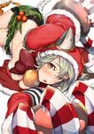  animal_ears blush breasts brown_eyes claw_(weapon) detached_sleeves ears_through_headwear erune fangs granblue_fantasy grey_hair hood hoodie medium_breasts mikurou_(nayuta) open_mouth plaid plaid_skirt pleated_skirt sen_(granblue_fantasy) sideboob skirt solo weapon 