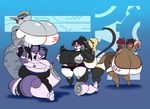  3_heads anthro areola bear big_breasts breasts canine clothed clothing dickgirl feline female fish fox group huge_breasts hyper hyper_breasts intersex kaboozle mammal marine multi_head nipples obese overweight panda shark 