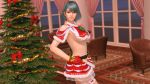  3d breasts christmas dead_or_alive green_hair midriff official_art tamaki_(doa) tecmo 