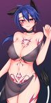  alternate_costume alternate_hair_length alternate_hairstyle animal_ears bare_shoulders blue_eyes blue_hair blush breasts choker cleavage closed_mouth collarbone colored_pubic_hair commentary_request covered_nipples cowboy_shot doremy_sweet facial_mark hair_between_eyes heart heart-shaped_pupils highres jewelry kuroba_rapid large_breasts long_hair looking_at_viewer navel o-ring o-ring_bottom o-ring_top pubic_hair pubic_tattoo revealing_clothes sarong see-through single_earring smile solo stomach symbol-shaped_pupils tail tapir_ears tapir_tail tattoo touhou underboob 