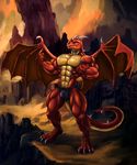  2016 4_toes 5_fingers abs anthro barefoot big_biceps bleakcat bulge claws clothed clothing colored detailed_background digital_drawing_(artwork) digital_media_(artwork) digitigrade dragon fist front_view full-length_portrait hi_res horn huge_muscles humanoid_hands itarua light loincloth long_tail male manly membranous_wings multicolored_scales muscular muscular_male obliques outside portrait pose purple_bottomwear purple_claws purple_clothing purple_eyes quads red_scales scales scalie serratus shaded smile snout solo spike_(disambiguation) standing tan_scales toes topless triceps two_tone_scales white_horn wings 