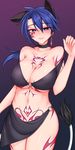  alternate_costume alternate_hair_length alternate_hairstyle animal_ears bare_shoulders blue_eyes blue_hair blush breasts choker cleavage closed_mouth collarbone commentary_request covered_nipples cowboy_shot doremy_sweet facial_mark hair_between_eyes heart heart-shaped_pupils highres jewelry kuroba_rapid large_breasts long_hair looking_at_viewer navel o-ring o-ring_bottom o-ring_top pubic_tattoo revealing_clothes sarong single_earring smile solo stomach symbol-shaped_pupils tail tapir_ears tapir_tail tattoo touhou underboob 