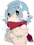  :o bangs blowing blush bottle cold earmuffs hair_between_eyes hair_ornament holding holding_bottle long_sleeves looking_at_viewer nose_blush pokemon pokemon_(game) pokemon_sm red_scarf scarf shiny shiny_hair short_hair shoulders simple_background smoke solo suiren_(pokemon) sweater tera_zip trial_captain upper_body white_background winter_clothes 