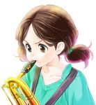  baritone_saxophone brown_eyes brown_hair hibike!_euphonium instrument music ogasawara_haruka playing_instrument saxophone shirt simple_background solo sweat t-shirt tuqi_pix twintails white_background 