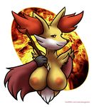  anthro breasts canine delphox female fire fox mammal mature nintendo nintendoplayers101 nipples nude pok&eacute;mon red_eyes solo stick video_games weegee06 